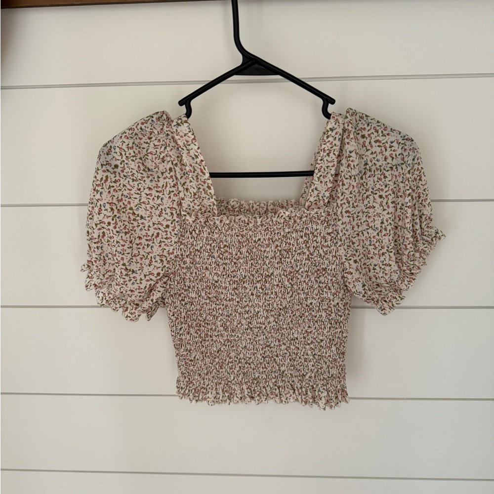 Floral Smocked Crop Top s/m